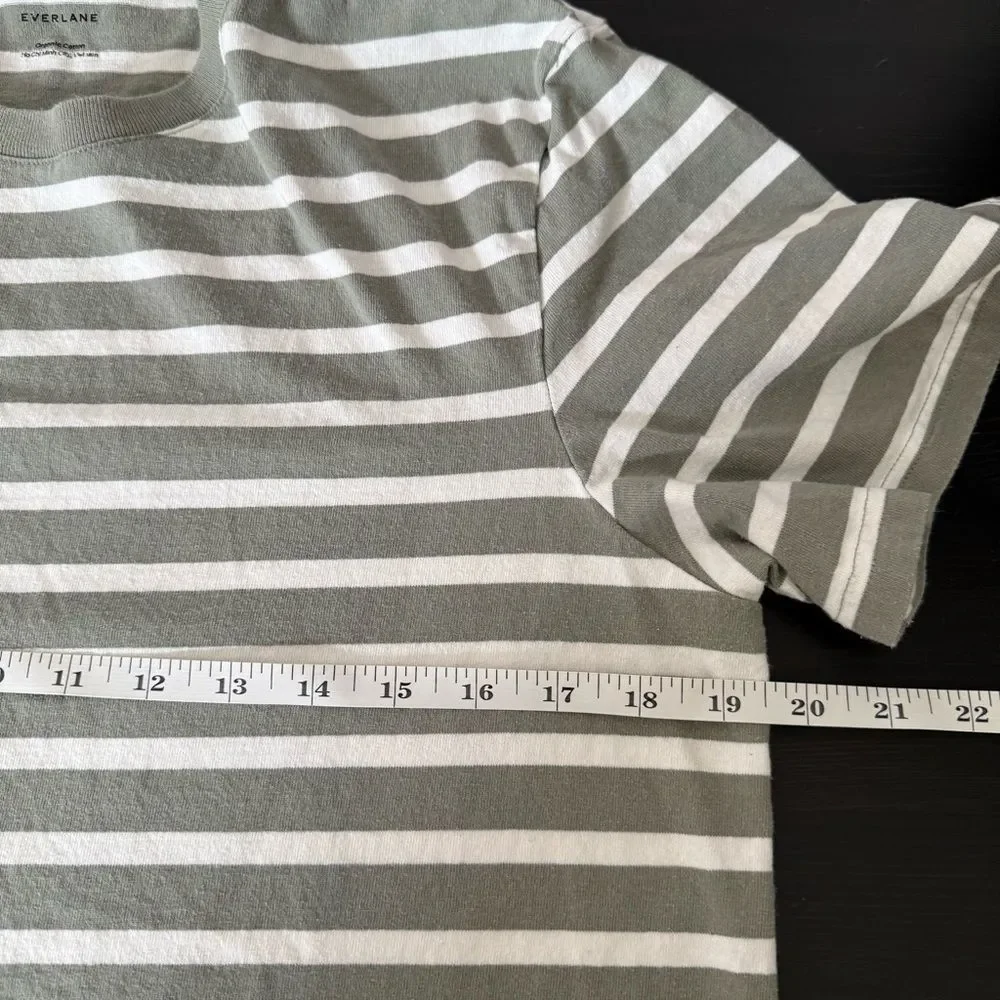 Everlane Tee T-Shirt Mens Sz M Green Striped Short Sleeve Organic Cotton Casual - Picture 8 of 9